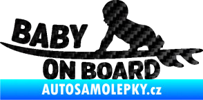 Samolepka Baby on board 010 levá surfing 3D karbon černý