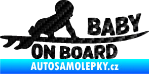 Samolepka Baby on board 010 pravá surfing 3D karbon černý