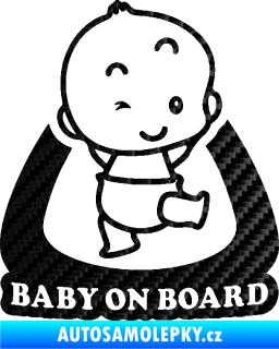 Samolepka Baby on board 011 pravá s nápisem 3D karbon černý
