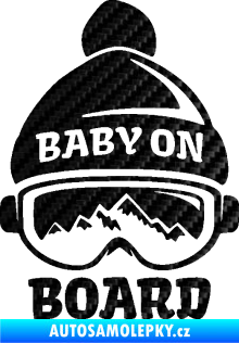 Samolepka Baby on board 012 pravá na horách 3D karbon černý