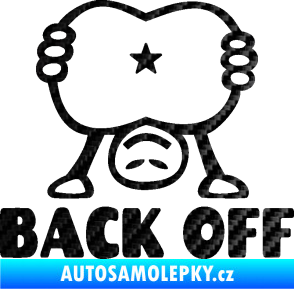 Samolepka Back off panáček 3D karbon černý