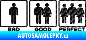 Samolepka Bad good perfect 002 nápis 3D karbon černý