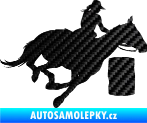 Samolepka Barrel racing 001 pravá cowgirl rodeo 3D karbon černý