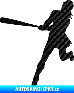 Samolepka Baseball 020 levá hráčka 3D karbon černý