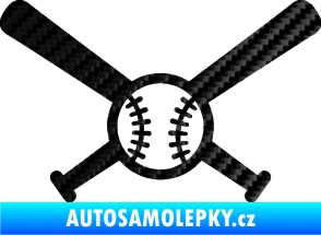 Samolepka Baseball míček a pálky 3D karbon černý