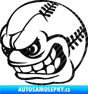 Samolepka Baseballový míček 001 levá s obličejem 3D karbon černý