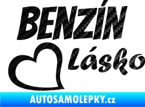 Samolepka Benzín Lásko 3D karbon černý