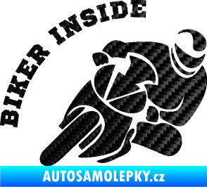 Samolepka Biker inside 002 pravá motorkář 3D karbon černý