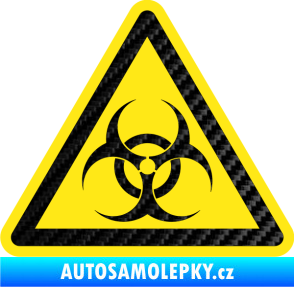 Samolepka Biohazard barevný trojúhelník 3D karbon černý