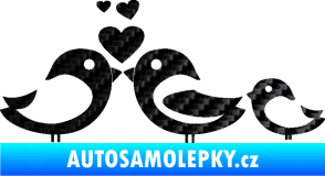 Samolepka Bird family 001 rodina v autě 3D karbon černý