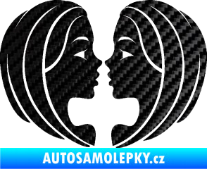 Samolepka Blíženci 002  3D karbon černý