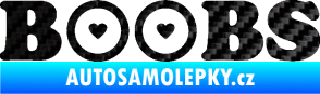 Samolepka Boobs nápis se srdíčky 3D karbon černý