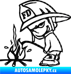 Samolepka Boy čůrá 004 hasič levá 3D karbon černý