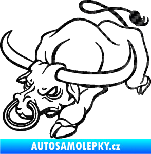 Samolepka Býk 014 levá rozzuřený 3D karbon černý