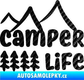 Samolepka Camper life 001 horská turistika 3D karbon černý