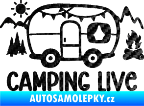 Samolepka Camping live 001 pravá cestování v karavanu 3D karbon černý