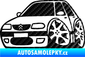 Samolepka Citroen saxo karikatura levá 3D karbon černý