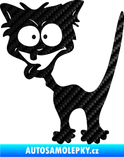 Samolepka Crazy cat levá bláznivá kočka 3D karbon černý