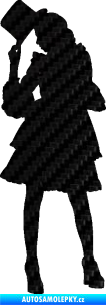 Samolepka Dáma s kloboukem 001 levá 3D karbon černý