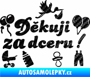 Samolepka Děkuji za dceru nápis dítě v autě 3D karbon černý