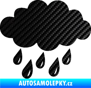 Samolepka Déšť 001 levá mrak a kapky 3D karbon černý