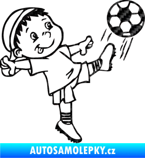 Samolepka Dítě v autě 022 pravá fotbalista s míčem 3D karbon černý