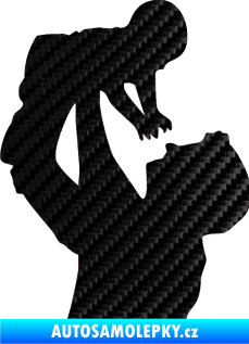 Samolepka Dítě v autě 026 levá miminko v náruči 3D karbon černý