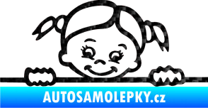 Samolepka Dítě v autě 030 levá malá slečna hlavička 3D karbon černý