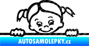 Samolepka Dítě v autě 030 pravá malá slečna hlavička 3D karbon černý