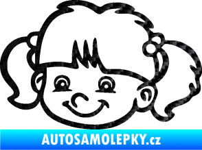 Samolepka Dítě v autě 035 levá holka hlavička 3D karbon černý