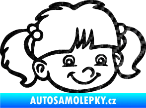 Samolepka Dítě v autě 035 pravá holka hlavička 3D karbon černý
