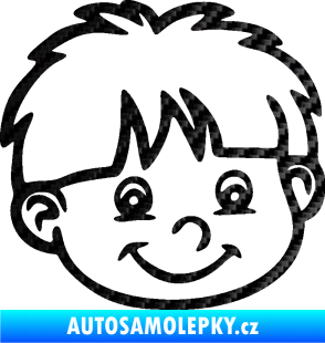 Samolepka Dítě v autě 036 pravá chlapec hlavička 3D karbon černý