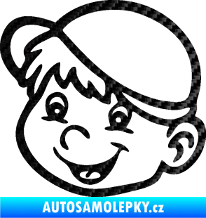 Samolepka Dítě v autě 038 levá kluk hlavička 3D karbon černý