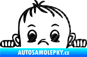 Samolepka Dítě v autě 045 levá chlapeček hlavička 3D karbon černý