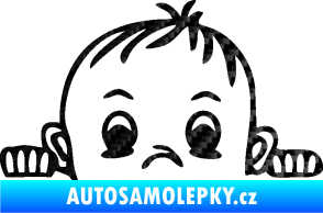 Samolepka Dítě v autě 045 pravá chlapeček hlavička 3D karbon černý