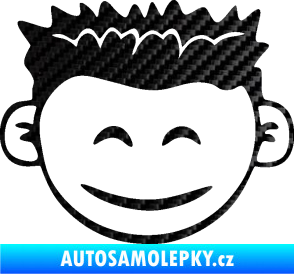Samolepka Dítě v autě 048 levá kluk hlavička 3D karbon černý