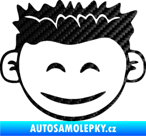 Samolepka Dítě v autě 048 pravá kluk hlavička 3D karbon černý