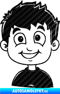 Samolepka Dítě v autě 065 levá kluk 3D karbon černý