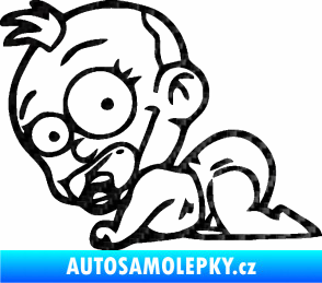 Samolepka Dítě v autě 067 levá lezoucí miminko 3D karbon černý
