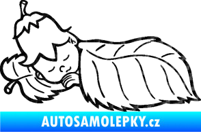 Samolepka Dítě v autě 107 levá spinká na lístečku 3D karbon černý