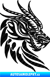 Samolepka Dragon 051 pravá dračí hlava 3D karbon černý