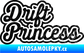 Samolepka Drift princess nápis 3D karbon černý