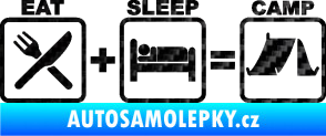 Samolepka Eat sleep camp 3D karbon černý