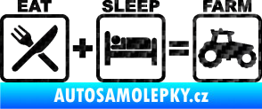 Samolepka Eat sleep farm 3D karbon černý