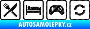 Samolepka Eat sleep game repeat hrát počítačové hry 3D karbon černý