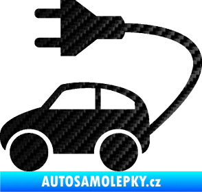 Samolepka Elektro auto 002 levá symbol zásuvka 3D karbon černý