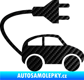 Samolepka Elektro auto 002 pravá symbol zásuvka 3D karbon černý
