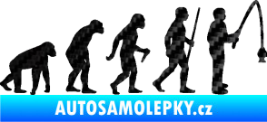 Samolepka Evoluce 005 rybář pravá 3D karbon černý