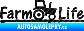 Samolepka Farm life nápis s traktorem 3D karbon černý