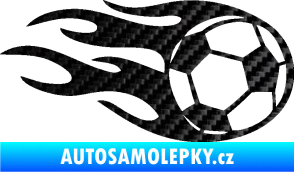Samolepka Fotbalový míč 004 pravá v plamenech 3D karbon černý